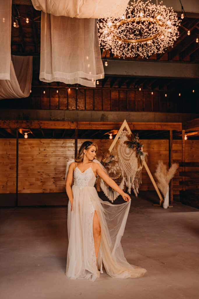 Bride showcasing dress at The Hinterland CT